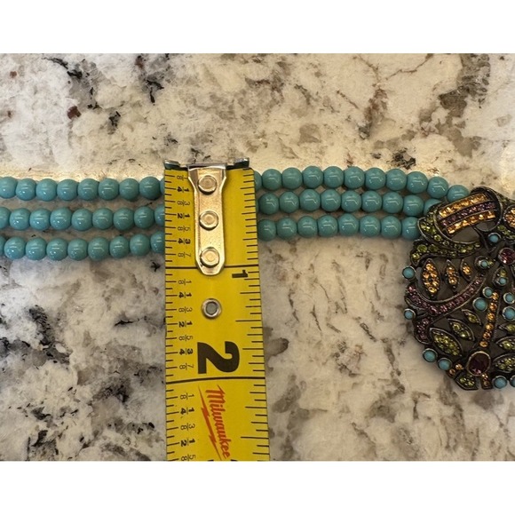 Heidi Daus Turquoise-Style Bead Statement Pendant Necklace‎ Art Nouveau - Picture 10 of 16